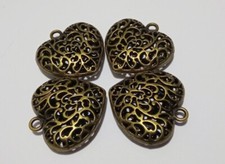 2pz charms ciondoli cuore 3D 35x34mm colore bronzo lead,nickel free