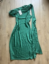 Abito midi in raso verde In