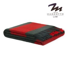 Plaid in pura lana vergine con frange di MARZOTTO Art. LAVAREDO Var. 05 VERDE - 