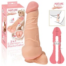 Nature Skin Guaina Pene Masturbatore Uomo 2 in 1 Penis Extension + Masturbator