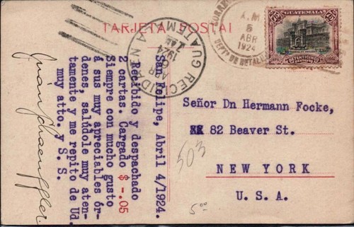 1924 guatemala cartolina - guatemala,