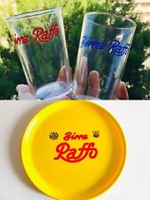 ? 2 Rari bicchieri Birra RAFFO in corsivo anni 60 + REGALO vassoio bachelite