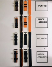 CINTURINO SILICONE NERO/ARANCIONE PUNTINI BANDE LATERALI PITONATO 20 22 24 26mm