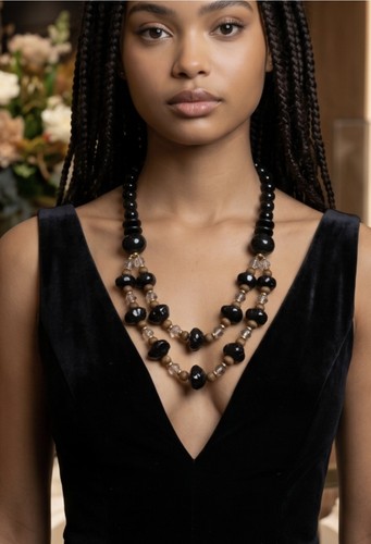 Collana vintage perle nere - , e