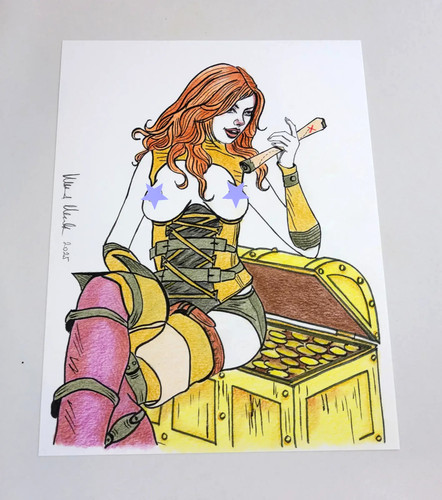 Pirate captain art comic pinup - art,