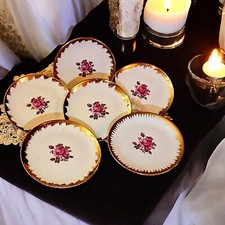 servizio di piatti da frutta dessert dolce in oro zecchino con rose bavaria