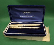 Vintage Aurora Penna stilografica in Argento massiccio 925 e oro con Scatola e d