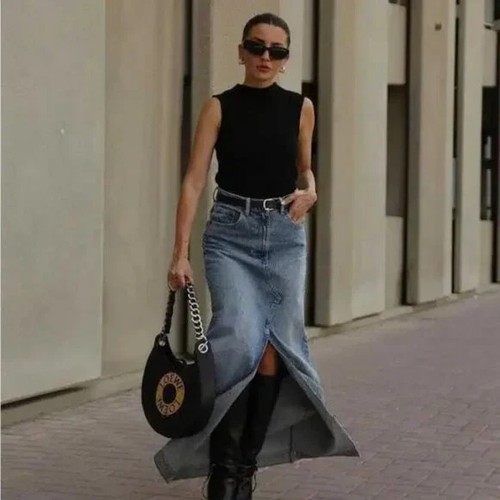 Maxi gonna zara blu denim - maxi,
