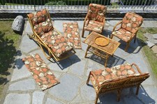 Elegante salotto in bambù - tavolo poltrone divano lettino con cuscini