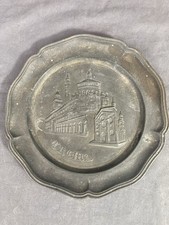 Piatto In Peltro Vintage Città Di Crema da Appendere Decorativo