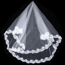  Nuovo pizzo lungo sposa velo