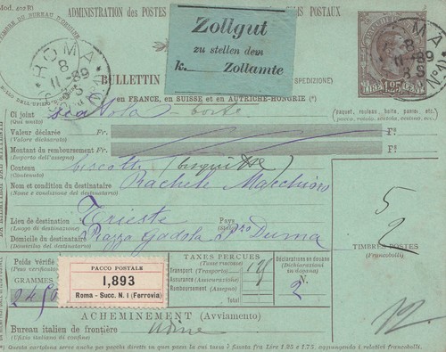 Italia 1889 paco postale - paco,