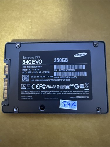 Samsung 840evo 250gb ssd - 250gb, 94%