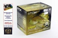 TDK DVD+R 10 pezzi 4,7gb 120min 16x lightscribe nuovi custodia rigida