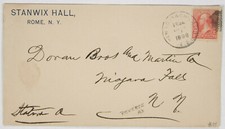 Copertina pubblicitaria, Stanwix Hall, Roma, NY., 1898 NY e Chicago RPO cravatte 2c. Pubblicità macchina da scrivere