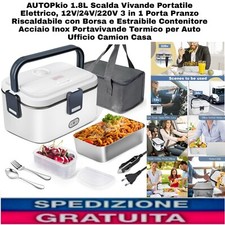 Scalda Vivande Portatile Elettrico 1.8L, 12V/24V/220V 3in1,Porta Pranzo X Uffici