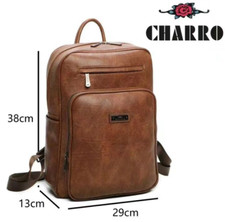 Zaino Charro da Uomo Pelle Grande Lavoro Viaggio Scuola PC Vintage Nero Marrone