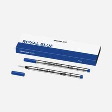 Montblanc Rollerball Pen Refill Royal Blue Fine Pt nuovo con scatola 128232 2 ricariche