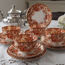 Antico Samuel Radford Trio 4 tazze e piattini F8