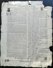 Modena - Proclama Sopra il Salnitro e Polvere 21 Ottobre 1796 - Napoleone 