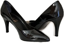 OCCASIONE! NUOVE Scarpe Decollete Donna Vernice Nere 35 Artigianali Tacco 8 cm