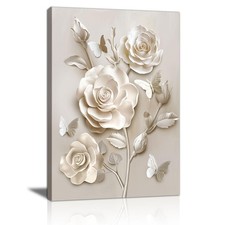 Crema Bianco Rosa Fiori Canvas