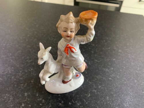 Vintage kitsch boy - boy, goat