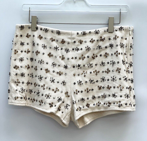 Zara ecru sequin shorts size - zara,