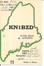 Scheda radio QSL 1957 Augusta