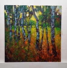 Quadro Dipinto Paesaggio Alberi Olio Cm40x40