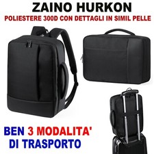 ZAINO CARTELLA POLIESTERE 300D SIMILI PELLE TASCA PC 15" LAPTOP NERO BORSA NERO