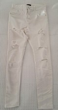 BERSHKA Pantaloni jeans bianco strappi tagli donna ragazza tg. EUR 40 (IT 44)