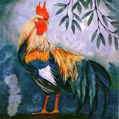Serviettes papier coq - en,