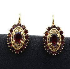 Orecchini con granati boemi in oro massiccio 18K vintage anni '60 Italia