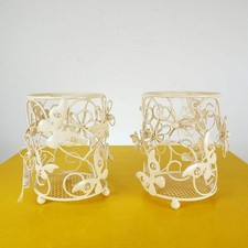 coppia di cestini porta grissini in metallo con farfalle