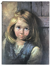 Quadro Stampa su Legno Raffigurante Bambina che Piange