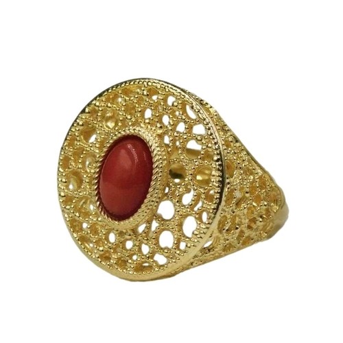 Anello con pietra corallo - con, di