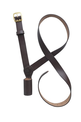 Brown leather flag pole holder - leather,