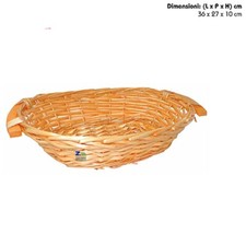 CESTA CESTO CESTINO OVALE IN VIMINI NATALIZIO COLORE LEGNO CM 36x27x10