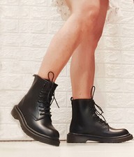 anfibi donna stivali scarpe scarponcini neri stivaletti alti militari platform