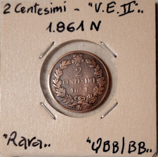 2 CENTESIMI 1861 N - VITTORIO EMANUELE II - REGNO D'ITALIA - RARA