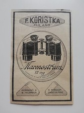 Clipping Pubblicità Advertising 1916 KORISTKA MARENOSTRUM Microscopi e Periscopi