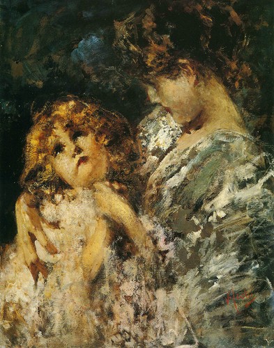 Stampa tela madre bambino - su,