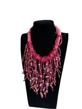 collana lunga donna rosa in