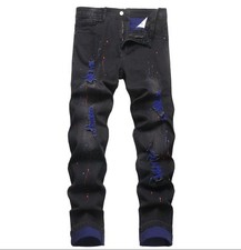 Jeans Uomo Nero Denim Cotone