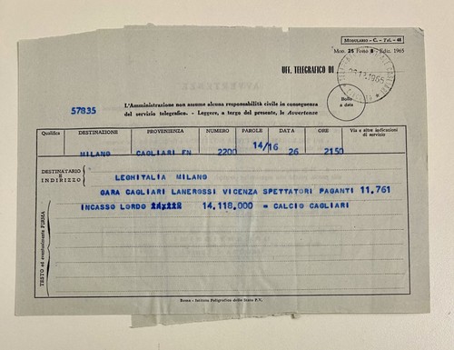 Cagliari vs lanerossi - 26/12/65,