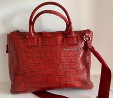 Lussuosa accattivante   Borsa  pitonata espandibile in pelle rossa PIQUADRO