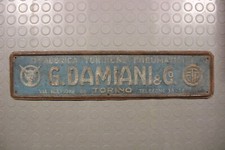 Insegna Litografata G. DAMIANI & C. Pneumatici Torino Auto Epoca '50 Metalgraf
