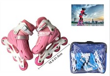 x Pattini in Linea Regolabili Bambino/a Taglia Piccola 18.5-21.5cm con Borsa val