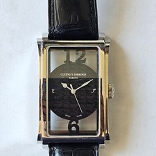 CUERVO Y SOBRINOS-PROMINENTE-REF.A1011/2-AUTOMATIC-ACCIAIO-CINTURINO-FIBBIA-RARO